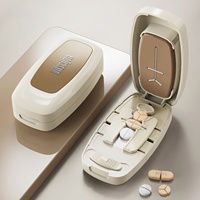 Boîte à pilules portable réglable avec lame cachée, coupe-comprimés 1/2, 1/3, 1/4, étui de voyage pour organiser les médicaments quotidiens