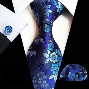 Luxury Neckties With Pocket Squares Casual Ties For Men Italian Wholesale Men Ties And Hanky Cufflinks Set
