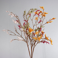 Branche de fleur artificielle en mousse faite à la main, branche sèche, feuillage d'automne orange, tige pour vase, décoration florale pour la maison, la ferme ou un mariage