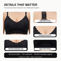 Soutiens-gorge sans fil en soie glacée à bords ondulés et col en V, sans coutures, grandes tailles, avec bretelles réglables, pour femmes (ODM/OEM)