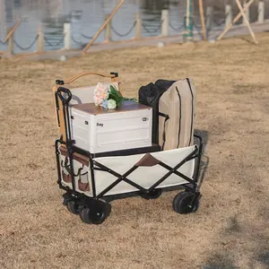 Vagoneta Plegable Metálica de Cuatro Ruedas, Carrito de Camping Resistente y Portátil para Exteriores y Picnic - Product Image 3