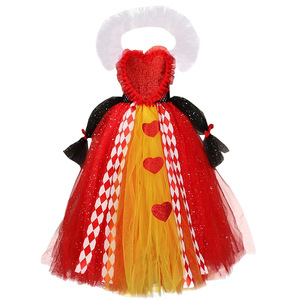Disfraces de película de TV para niños 2024, <span class=keywords><strong>reina</strong></span> roja brillante, villano malvado, cuento de hadas, País de las Maravillas, vestido elegante de Halloween, <span class=keywords><strong>Reina</strong></span> inspirada en niñas - Product Image 5