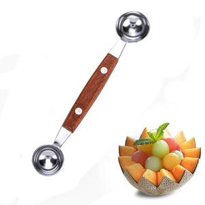 ที่ตักแตงโมสแตนเลส 16.7 ซม. ด้ามไม้ ที่ตักไอศกรีม ที่แบ่งผลไม้ อุปกรณ์ครัวแบบใช้มือ - Product Image 5