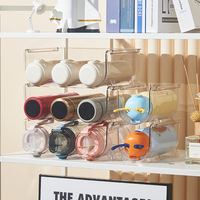 Support de stockage de vin rouge en plastique transparent empilable, support de bouteilles de vin autoportant, organisateur pour bouteille d'eau de réfrigérateur