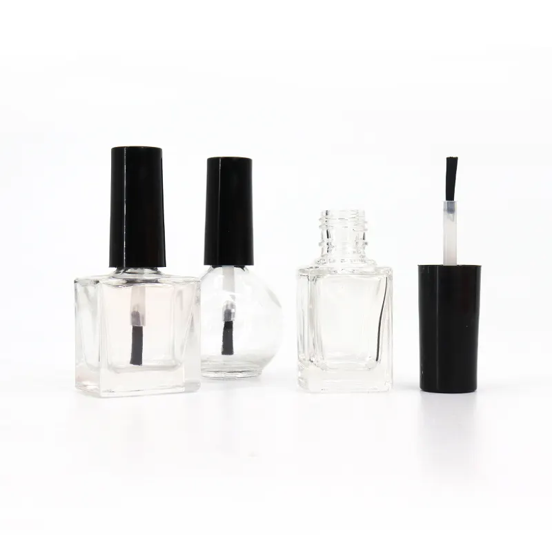 Botellas Vacías de lujo para esmalte de uñas, envases de cristal con tapas y cepillos, color ámbar, blanco, rosa y negro, 10ml, venta al por mayor