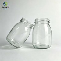 230ml Ronde Glazen Voorraadpot, Glazen Vaas met Draadmondstuk voor Gefermenteerde Voedingsmiddelen, Fruitjam en Granola