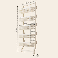 Estante de Almacenamiento Lateral para Refrigerador con Cestas Extraíbles, Organizador de Cocina de Acero al Carbono de Múltiples Niveles para Espacios Estrechos, Montado en la Pared