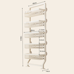 Estante de Almacenamiento Lateral para Refrigerador con Cestas Extraíbles, Organizador de Cocina de Acero al Carbono de Múltiples Niveles para Espacios Estrechos, Montado en la Pared - Product Image 5