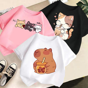 คอลเลคชั่นฤดูร้อน2025ชุดเสื้อผ้า2ชิ้นผ้าฝ้าย100% ลำลองน่ารักแขนสั้นสำหรับเด็กผู้ชายเด็กผู้หญิงการ์ตูน - Product Image 1