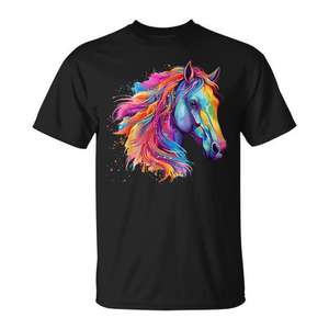 T-shirt unisexe pour adulte avec motif de cheval de Connemara, manches courtes, col rond, imprimé numérique coloré - Product Image 1