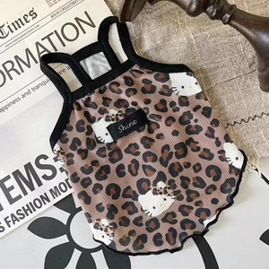 Ropa para mascotas estilo suspensorio, estampado de leopardo de dibujos animados, transpirable y delgado para verano, estilo dulce y picante, tela refrescante de seda helada. - Product Image 4