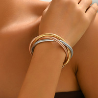 Parure de bijoux pour femme en or rhodié à 3 couches, motif os de serpent, collier et bracelet torsadés minimalistes à chevrons, pour mariage et usage quotidien