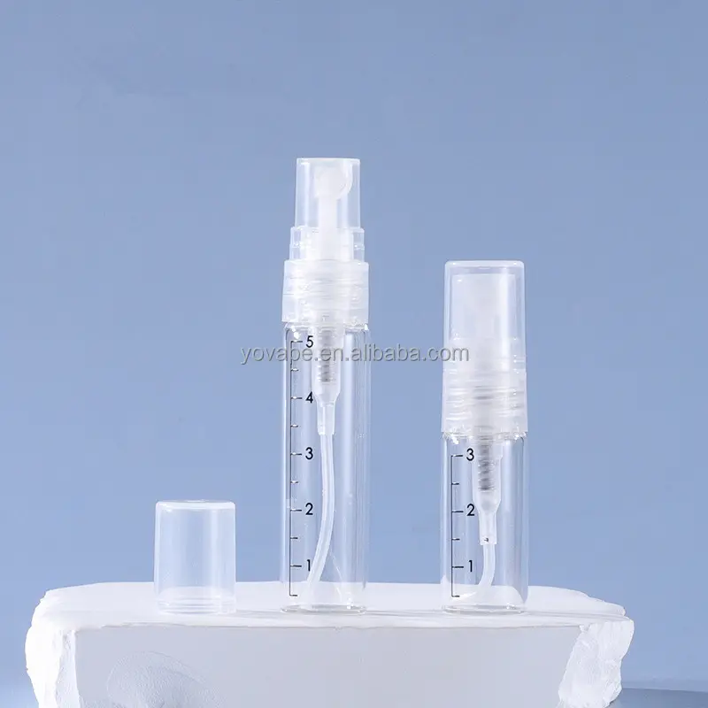 Échantillon de parfum kit de voyage mini bouffée distributeur de parfum cosmétique brume fine vaporisateur de toner pour le visage bouteille en verre avec bouchon ligne d'échelle