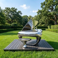 Sculpture de piano en acier inoxydable poli à la main, design personnalisé, décoration de haute qualité pour intérieur et extérieur, artisanat métallique
