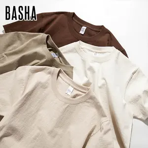 BASHAsports批发重型250 Gsm 100% 有机棉平纹t恤定制标志印花刺绣男装平纹t恤