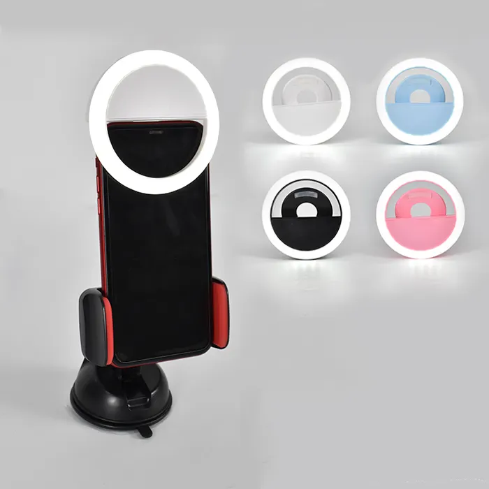 卸売usb充電式ポータブル3レベル調光可能クリップオン携帯電話ミニ自撮りリングライトモバイルライブビデオ