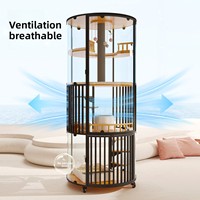 Villa panoramique 360° pour chat, en verre, rotative, de luxe, en métal, avec toilette, extra-large, pour usage domestique