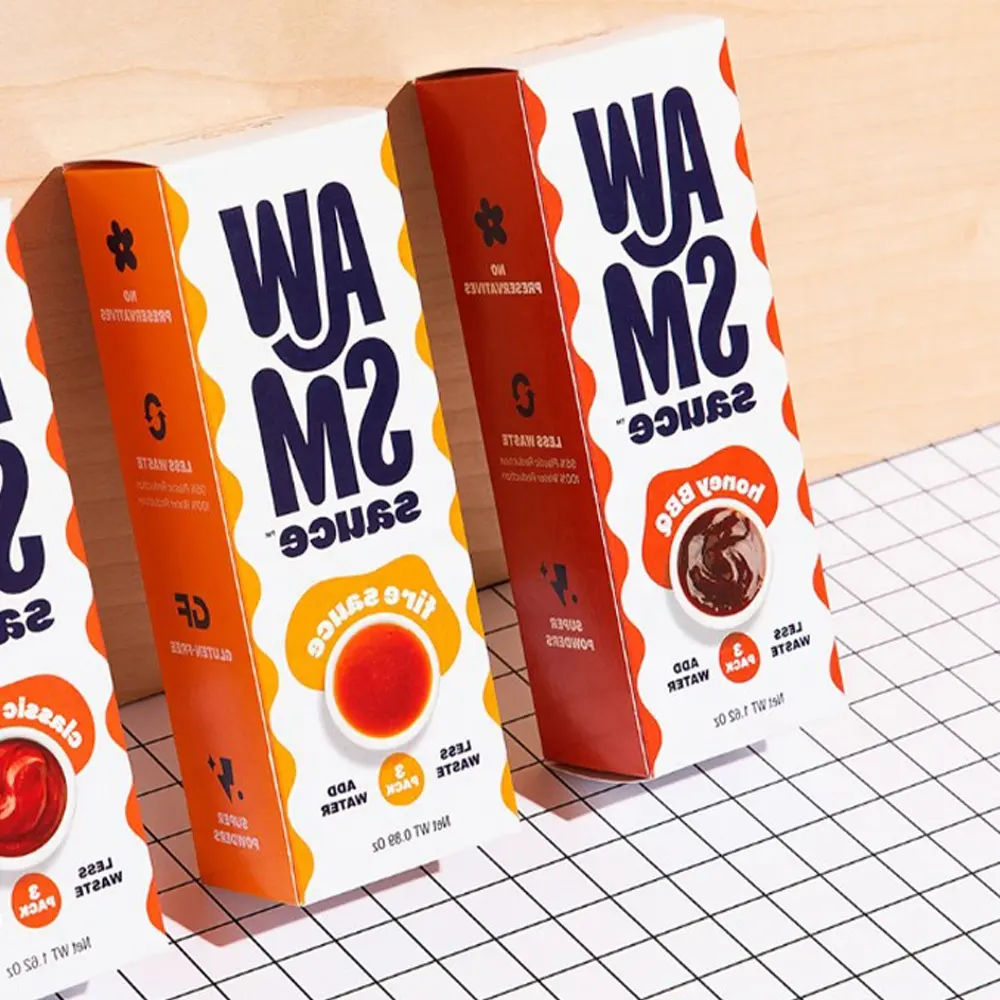 Custom Logo Full Color Printed Bottle Packaging Rectangular Cardboard Paper Box for BBQ Sauce Bottles