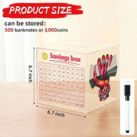 Tirelire personnalisée en acrylique transparent pour le défi d'épargne de 10 000, tirelire pour adultes, tirelire à monnaie non ouvrable, plusieurs designs disponibles