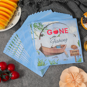 Gone Fishing Printed Paper Napkins 330mm Square Themed Party Use 20 Sheets Per Pack - Product Image 2