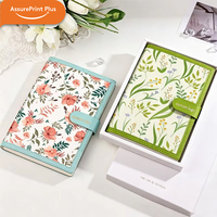 Carnet en cuir PU à imprimé floral avec reliure thermique, boucle magnétique, logo personnalisé, carnet de planification A5 à couverture rigide pour cadeau de bureau