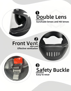Nouveau ABS unisexe Flip moto casques LED feu arrière visage ouvert casque tête <span class=keywords><strong>garde</strong></span> DOT approuvé fermeture à dégagement rapide double tout - Product Image 5
