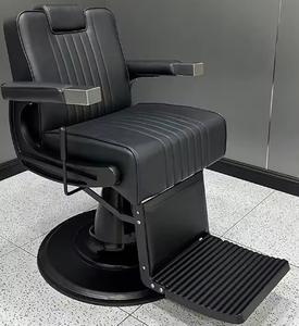Silla de Barbero Profesional Retro, Resistente, Totalmente Negra, Silla de Estilismo de Lujo para Barbería, Precio al por Mayor para Salón de Belleza - Product Image 3