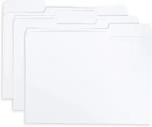 100 White File Folders, 1/3 Cut Tab with Assorted Positions, Letter Size, Great for Organizing and Easy