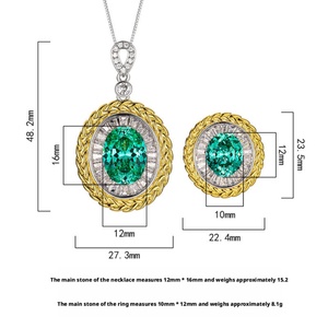 2026 Best Selling Eco-friendly Copper 12*16/10*12mm Colorful Zircon Floral Pendant <b>Earrings</b> Ring Set of Jewelry in Gold Plated - Product Image 2
