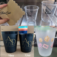Gobelets en plastique pour mariage 50 cl 500 ml à fond rond avec serviettes imprimées, Coozie Koozies, agitateurs à cocktail