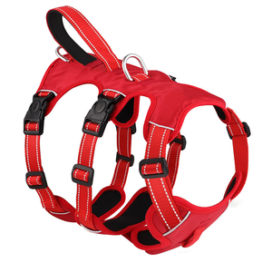 Reflective Adjustable <b>Dog</b> <b>Harness</b> Vest Padded Breathable Pet Halter with Four Buckles Red - Product Image 2