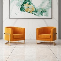 Fauteuil d'appoint moderne en velours de luxe avec base en métal, canapé individuel pour salon