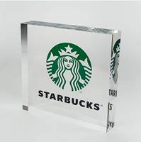 Bloc de verre acrylique transparent de qualité supérieure avec logo affichage décor de bureau signe de code QR signe de paiement présentoirs de bureau