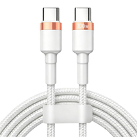 Kabel Pengisian Cepat USB-C ke USB-C 100W 2M, Kabel Data Sinkronisasi PD 5A dengan Jalinan Nilon dan Cincin Logam untuk Ponsel, Tablet, Laptop