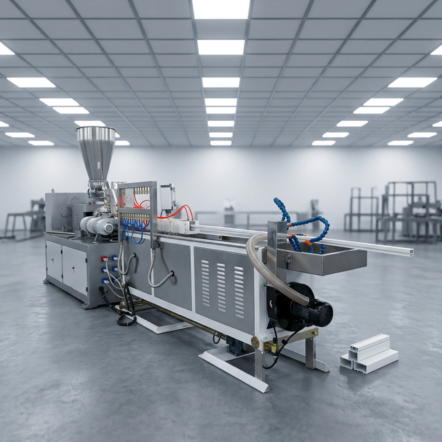 Rigid UPVC Hard Profile Extrusion Machine Production Line SJZ92 Conical Twin Screw High Output 500-800kg/h