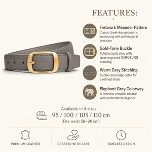 <span class=keywords><strong>Cintura</strong></span> in Vera Pelle Personalizzata Carosung per <span class=keywords><strong>Uomo</strong></span>, Modello Grigio Cognac con Fibbia Oro Spazzolato - Product Image 6