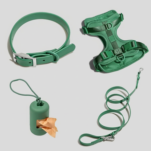 Silicone Waterproof <strong>Dog</strong> Walking Kit 4-in-1 Harness Collar <strong>Leash</strong> Poop Bag Dispenser Adjustable Dual-Clip Pet Walk Set Custom Logo - Product Image 3