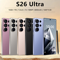 Smartphone S26 Ultra de 7.3 Pulgadas, 5G, con 1TB de Almacenamiento, 16GB de RAM, Deca Core, Sistema Android 15, Pantalla OLED de 90Hz, Cámara de 108MP