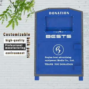 Powder Coated Durable Thick Galvanized Steel Sheet Metal Donation Recycling Bins For Books Clothing Shoes