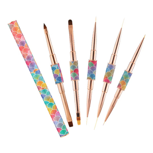 Salon Grade <b>Glitter</b> Pink Fish Scale Detachable Metal Handle Nail Brush Soft Anti Shedding Multifunctional Nail Art <b>Pen</b> Tool - Product Image 4