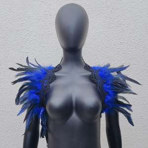 ผ้าคลุมไหล่ประดับลูกไม้ขนนกผ้าพันคอสไตล์โกธิควิคตอเรียสำหรับผู้หญิงปรับแต่งได้ขนาดสีได้อย่างสะดวกสบายสำหรับการสวมหน้ากากฮาโลวีน - Product Image 2