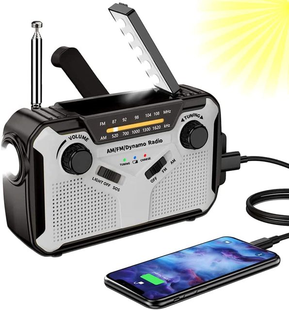 SY-369 AM/FM/NOAA Weather Band Hand Crank Emergency Radio With Solar Power Phone Charger
