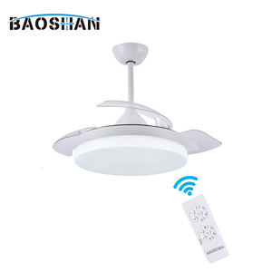 Ventilateur de plafond rétractable moderne BaoShan 36/42 pouces avec télécommande, lumière LED, garantie de 2 ans, métal+PC, durée de vie de 10 ans, DS0051-36 C - Product Image 1