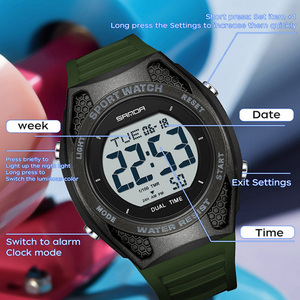 SANDA 2224 นาฬิกาดิจิตอลนักเรียนสไตล์มินิมอล นาฬิกาข้อมือกันน้ำ 50 เมตร พร้อมนาฬิกาจับเวลา จอแสดงผลเรืองแสง นาฬิกาปลุก และเวลาแบบคู่ - Product Image 6