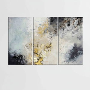 Gray and Gold Abstract Plaster Art: Modern Printed <b>Canvas</b> <b>Wall</b> Hanging,SET OF 3 <b>CANVAS</b> - Product Image 2