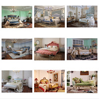 Fée française princesse Feel crème blanc Rococo Rose sculpté tissu canapé ensemble Antique salon ensemble de meubles