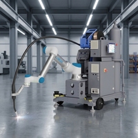 Chariot de soudage mobile robuste pour cobot, station de soudage flexible sur site, châssis renforcé, supporte un moteur collaboratif de 6 kg