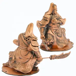 Guan Yu patung dewa logam kekayaan feng shui ornamen horisontal pedang Guan Gong kerajinan hadiah kustomisasi ornamen kreatif