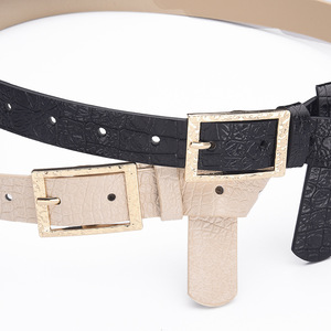 Yonger Factory nueva moda mujer piedra textura cuero cinturón cuadrado oro hebilla cinturón - Product Image 4