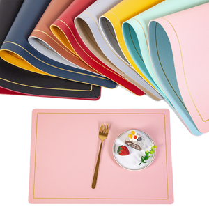 Nuevo Mantel Individual Nórdico Ecológico de Cuero PU con Borde Dorado, Impermeable, de Doble Capa, con Color y Diseño Personalizables - Product Image 1